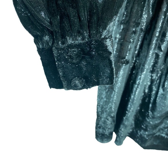 NWT Frame Velvet Dress 2 Mini Wrap Long Sleeve Black Sparkle Whimsigoth Mobwife - Picture 3 of 11